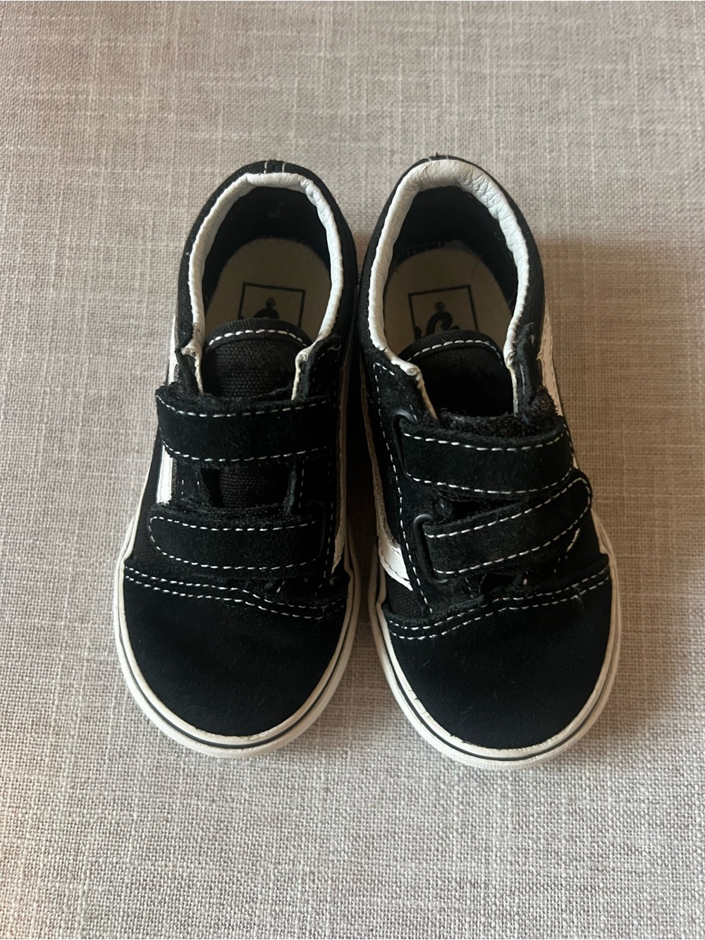 Vans Black/White Velcro Sneakers, boys/kids 8, streetwear casual skater low top